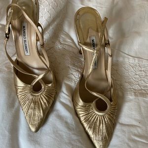 Manolo Blahnik gold high heels